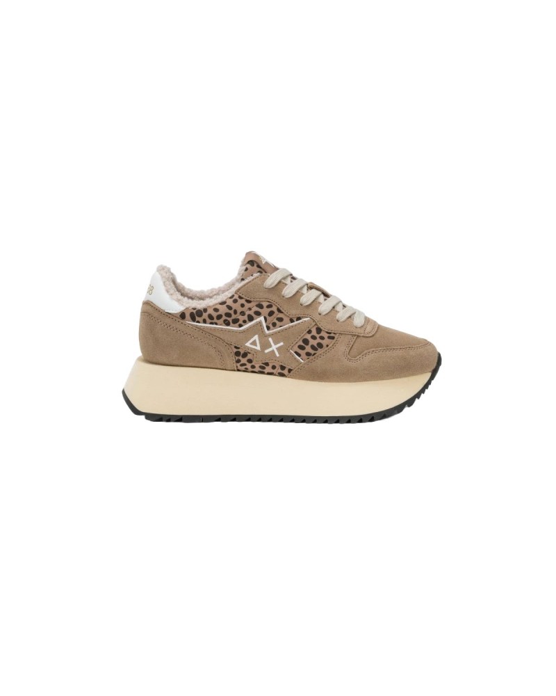 Scarpa Sneakers Sun68 donna scamosciata con interno in pelliccia e para alta